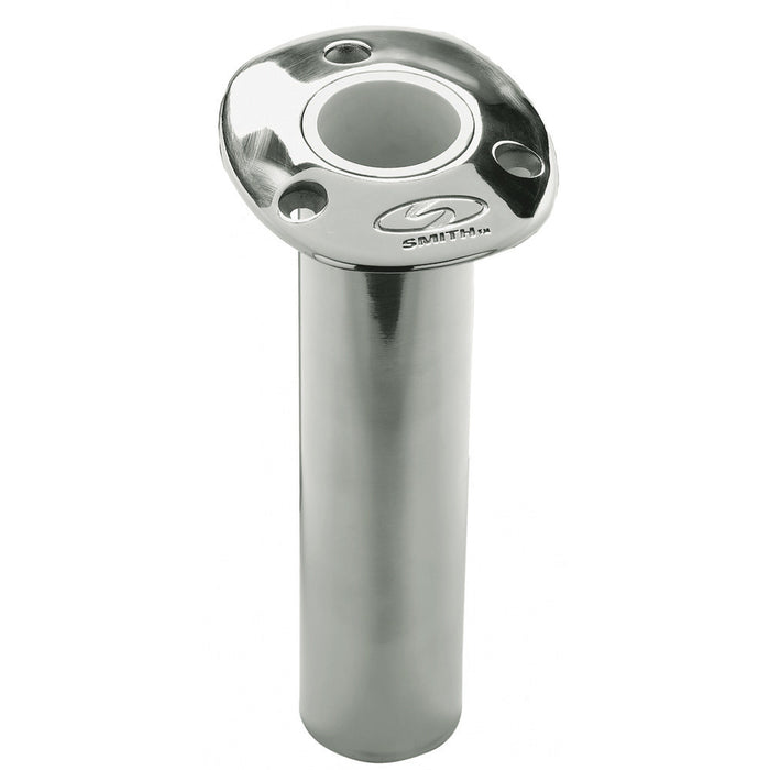 C.E. Smith Flush Mount Rod Holder - 0 Degree  9" Depth - Stainless Steel - Cast Bottom - White Vinyl Liner [53670CA]