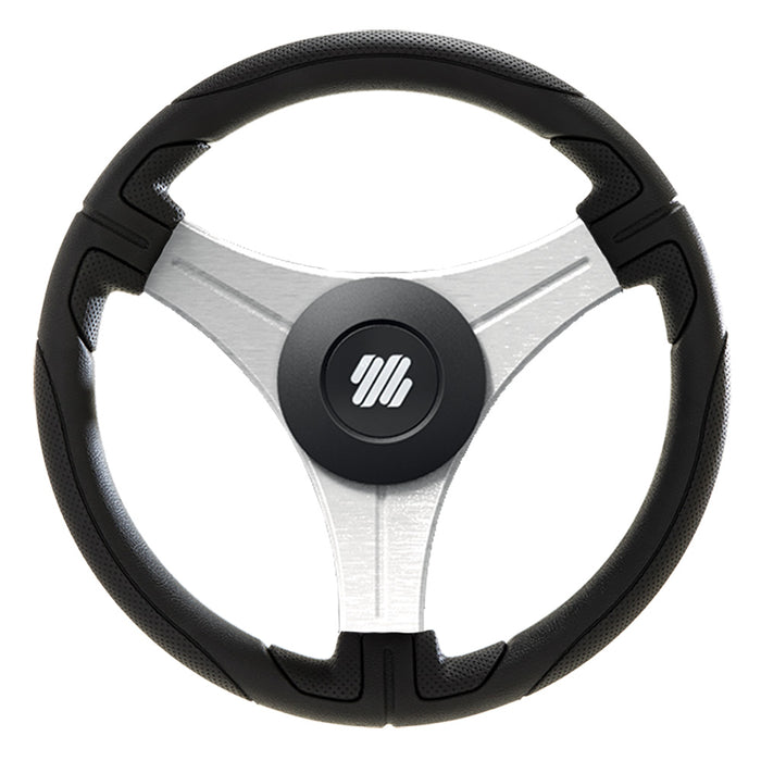 Uflex Ustica 13" Steering Wheel - Black - Polyurethane w/Silver Spokes  X62 Hub [USTICA-B/S]