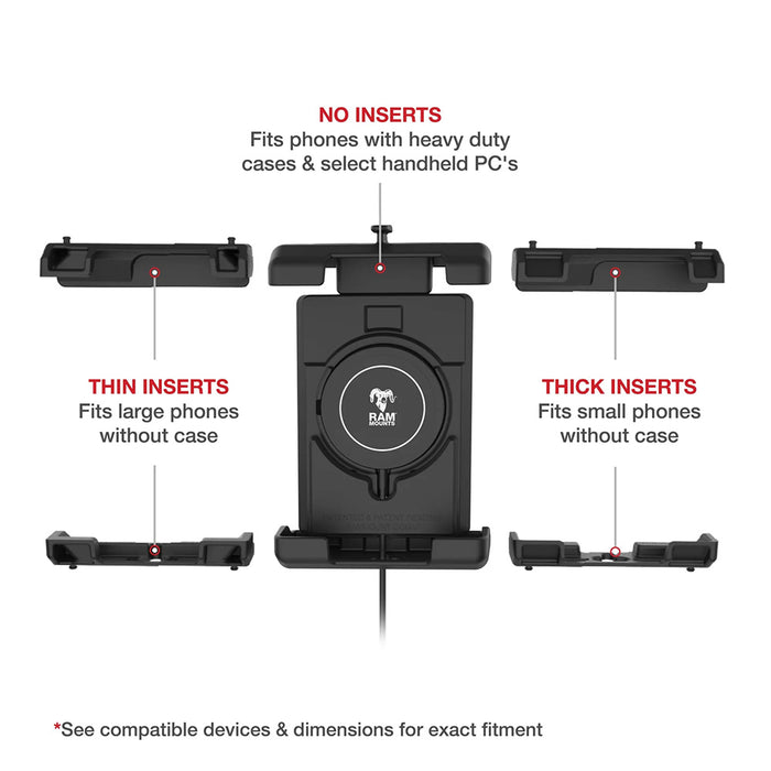Ram Mount RAM Quick-Grip Pro XL w/Ball  Qi2 15W Wireless Charger [RAM-HOL-PD7B-W2MU]