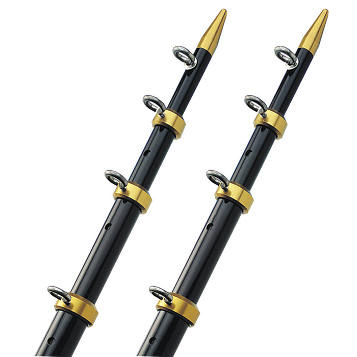 TACO 15' Telescopic Outrigger Poles 1-1/8" - Black/Gold - Pair [OT-0441BKA15]