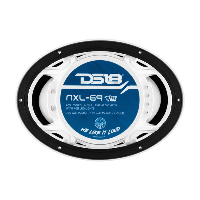 DS18 HYDRO 6 x 9" 2-Way Marine Speakers w/Integrated RGB LED Lights - 375W - White [NXL-69/WH]