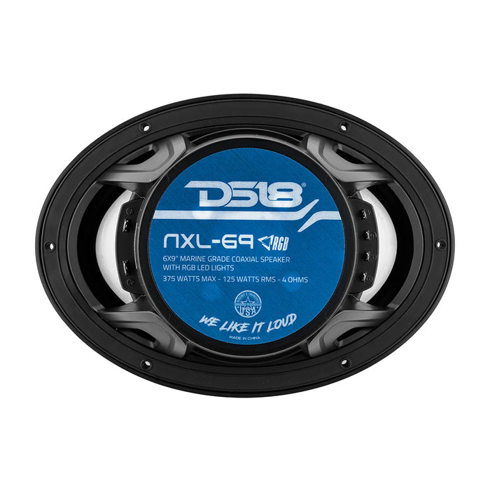 DS18 HYDRO 6 x 9" 2-Way Marine Speakers w/Integrated RGB LED Lights - 375W - Black [NXL-69/BK]