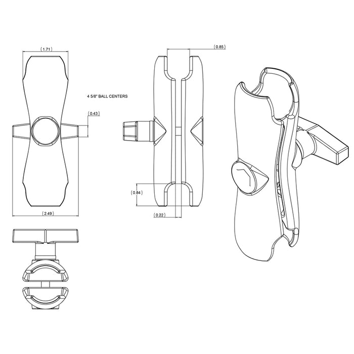 RAM Mount Double Socket Arm f/1.5" Ball Bases [RAM-201U]