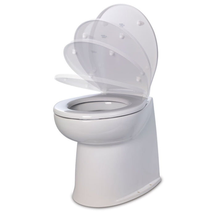 Jabsco 17" Deluxe Flush Fresh Water Electric Toilet w/Soft Close Lid - 12V [58040-3012]