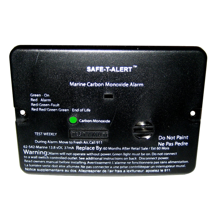 Safe-T-Alert 62 Series Carbon Monoxide Alarm - 12V - 62-542-Marine - Flush Mount - Black [62-542-MARINE-BLK]