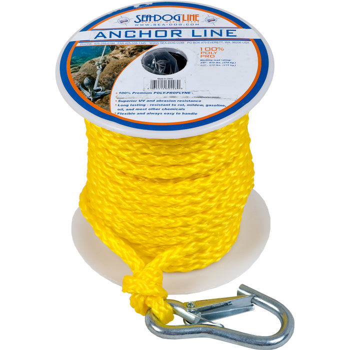 Sea-Dog Poly Pro Anchor Line w/Snap - 3/8" x 75 - Yellow [304210075YW-1]