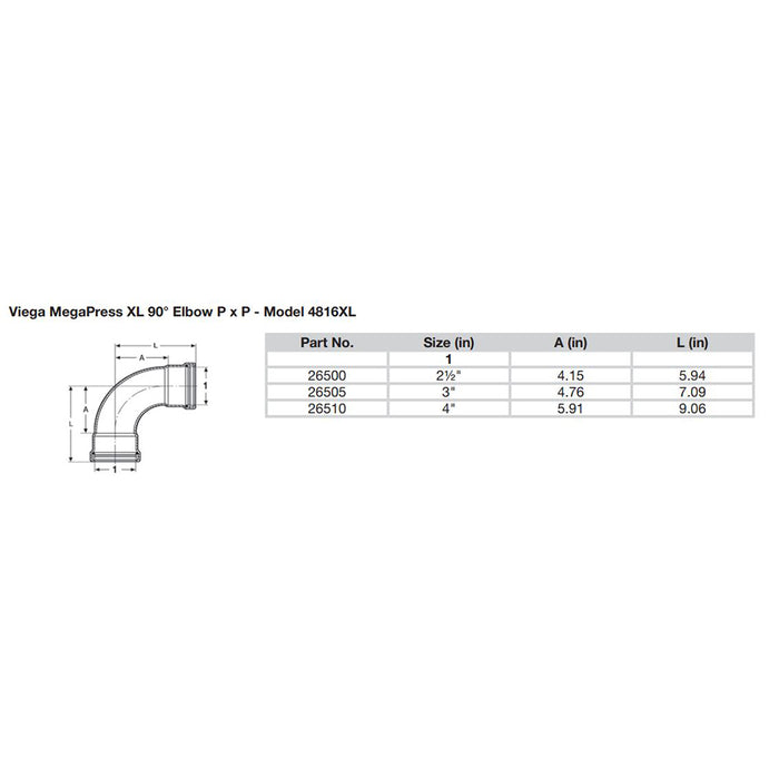 Viega MegaPress 3" 90 Carbon Steel Elbow w/FKM - Double Press Connection - Smart Connect Technology [26505]