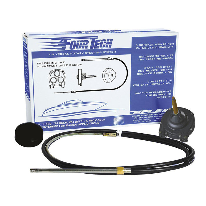 Uflex Fourtech 6 Black Mach Rotary Steering System w/Helm, Bezel  Cable [FOURTECHBLK06]