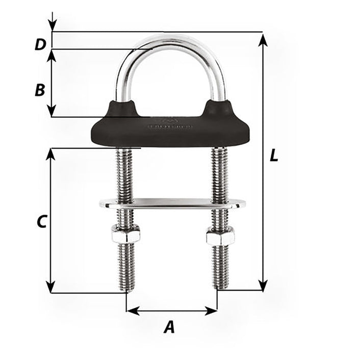Wichard Black Watertight U-Bolt - 12mm Diameter - 15/32" - 130mm Length - 5-1/8" [65461W]
