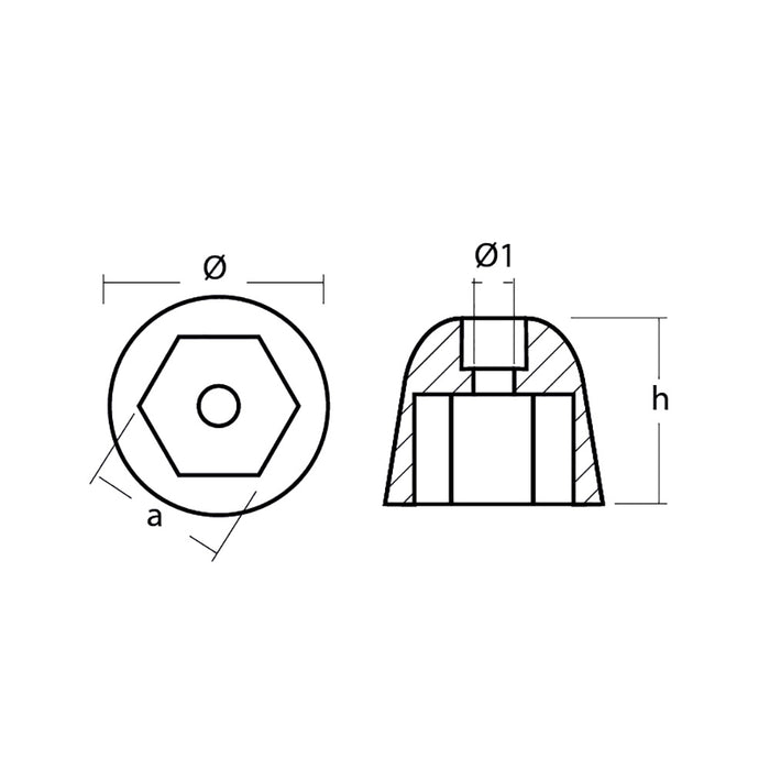 Tecnoseal Zinc Sidepower - Sleipner Propeller Nut Anode [01051]
