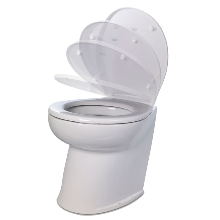 Jabsco Deluxe Flush 17" Angled Back 24V Raw Water Electric Marine Toilet w/Remote Rinse Pump  Soft Close Lid [58220-3024]