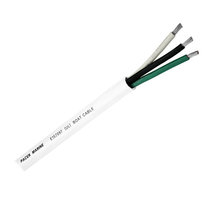 Pacer Round 3 Conductor Cable - 100 - 16/3 AWG - Black, Green  White [WR16/3-100]
