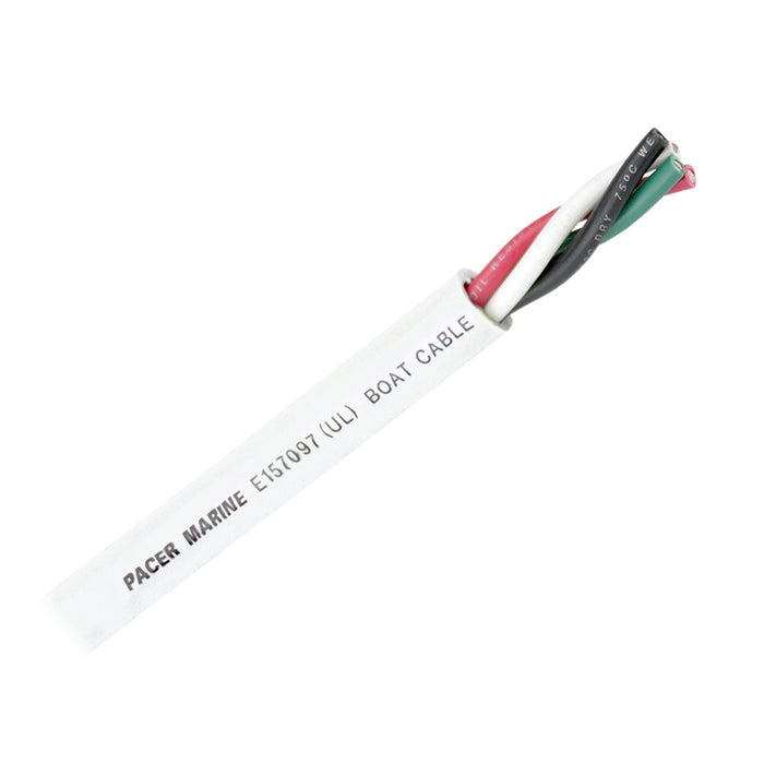 Pacer Round 4 Conductor Cable - 100 - 12/4 AWG - Black, Green, Red  White [WR12/4-100]